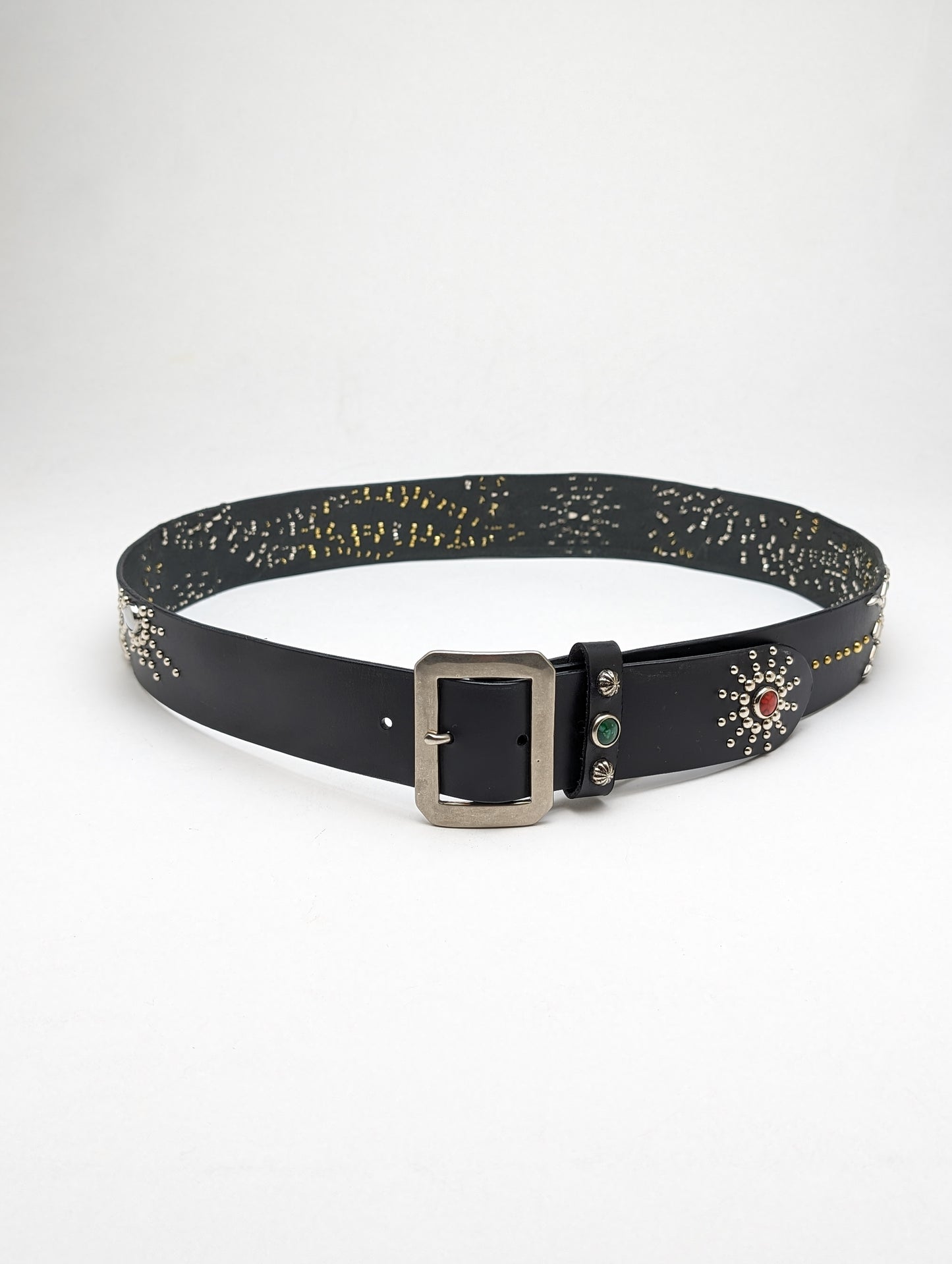 Black Dragon Studded Leather Belt – Custom Size, Handmade in Japan