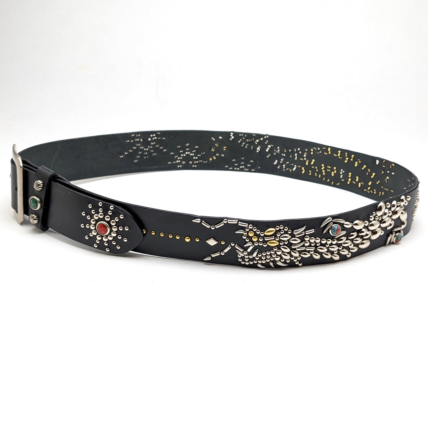 Black Dragon Studded Leather Belt – Custom Size, Handmade in Japan