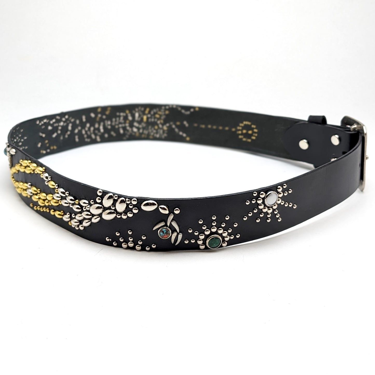 Black Dragon Studded Leather Belt – Custom Size, Handmade in Japan