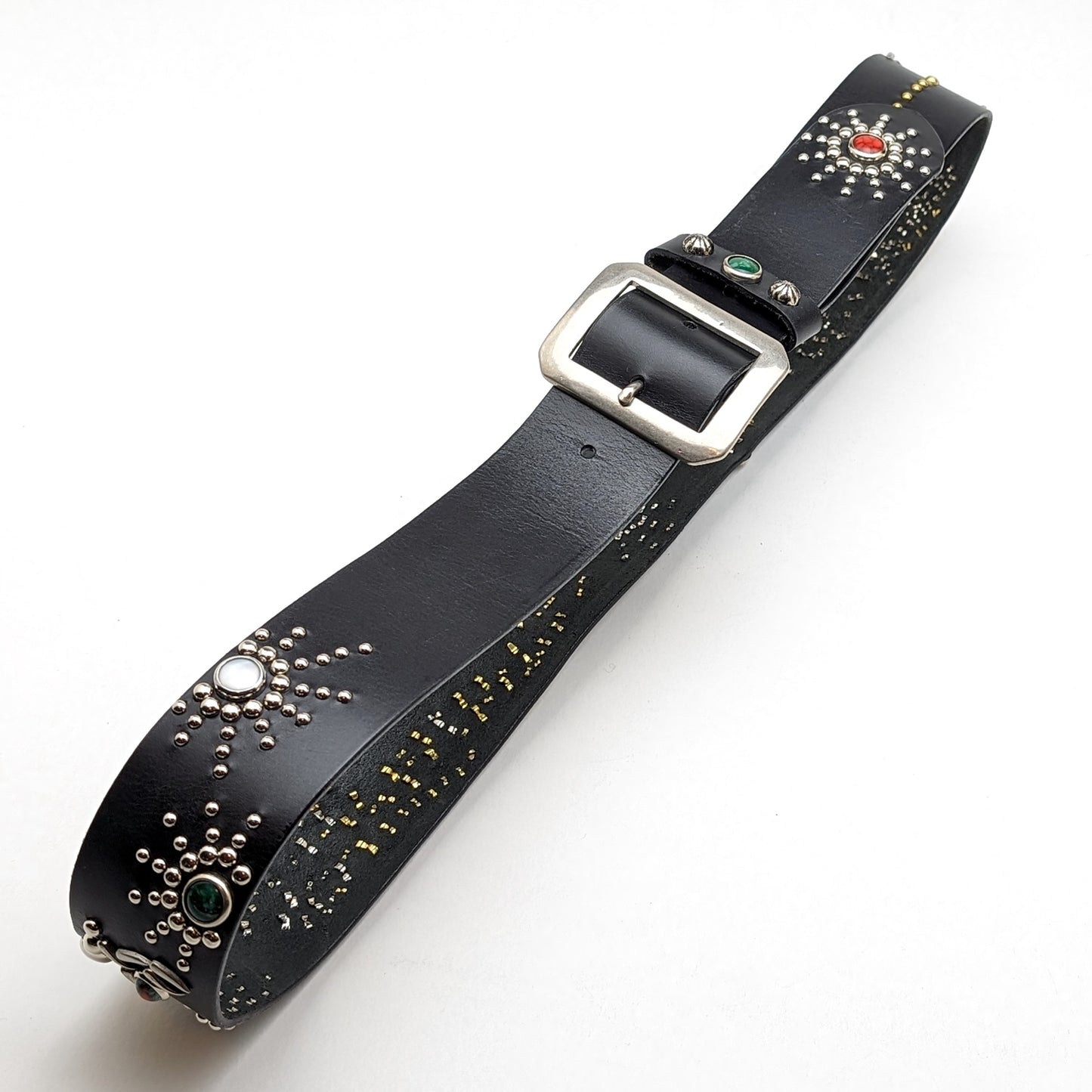 Black Dragon Studded Leather Belt – Custom Size, Handmade in Japan
