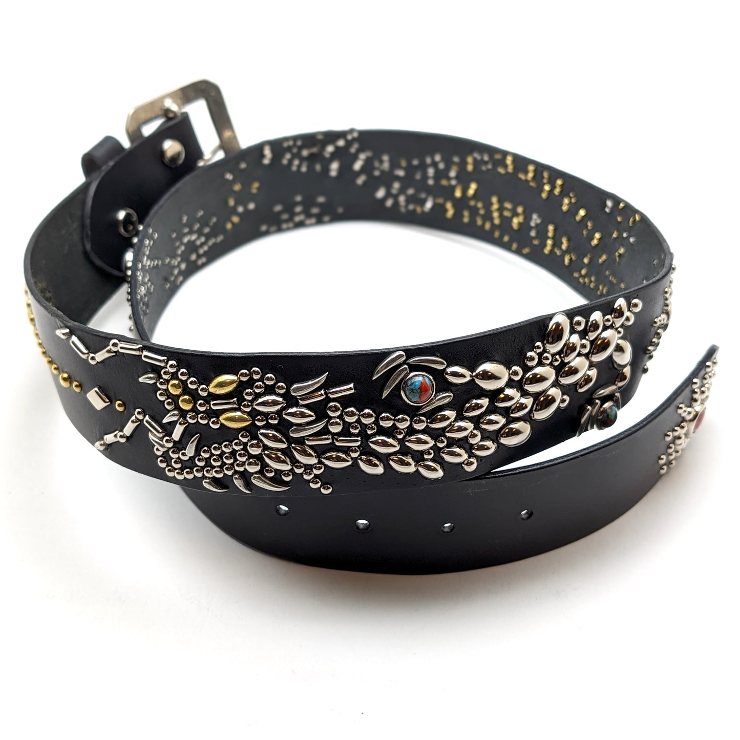 Black Dragon Studded Leather Belt – Custom Size, Handmade in Japan
