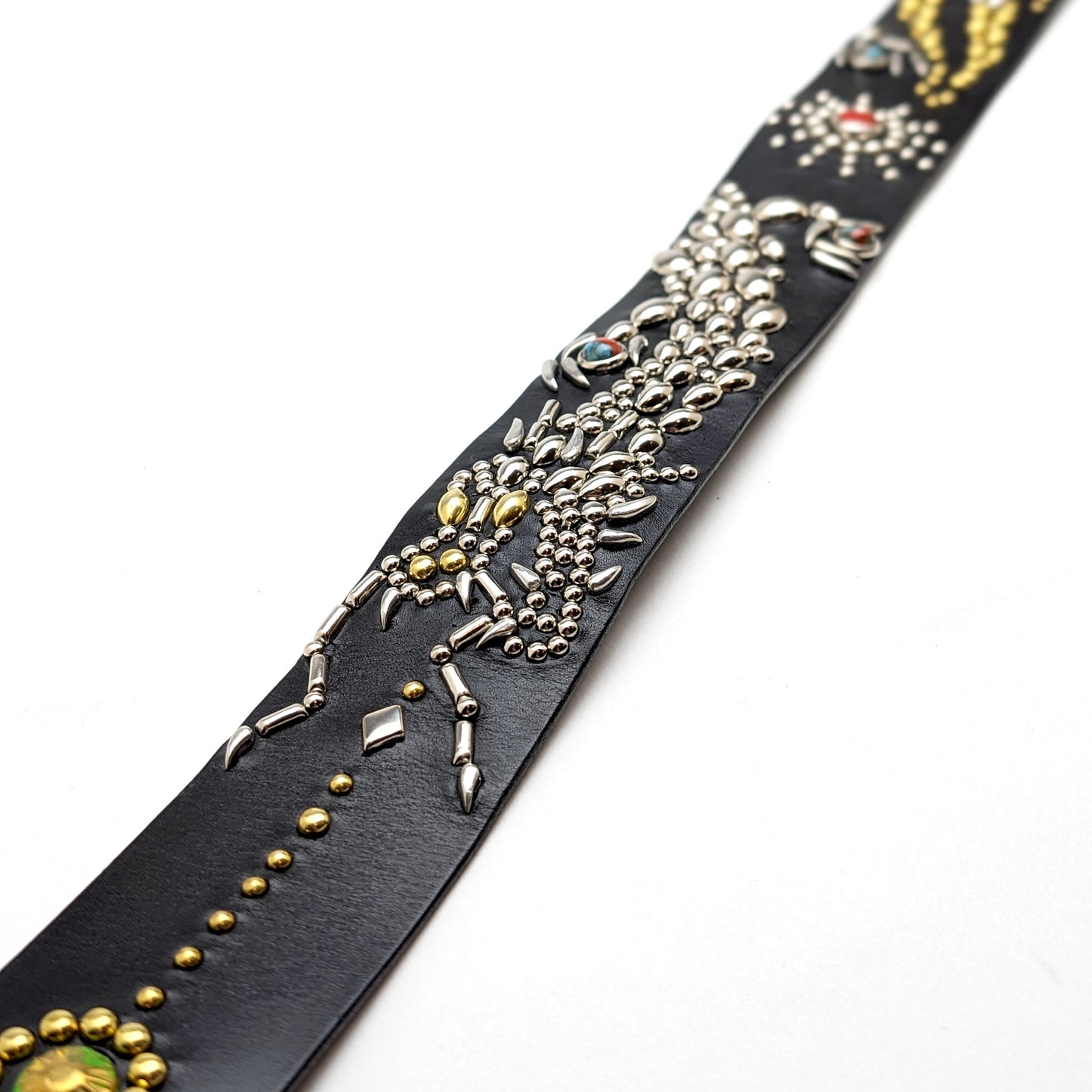 Black Dragon Studded Leather Belt – Custom Size, Handmade in Japan