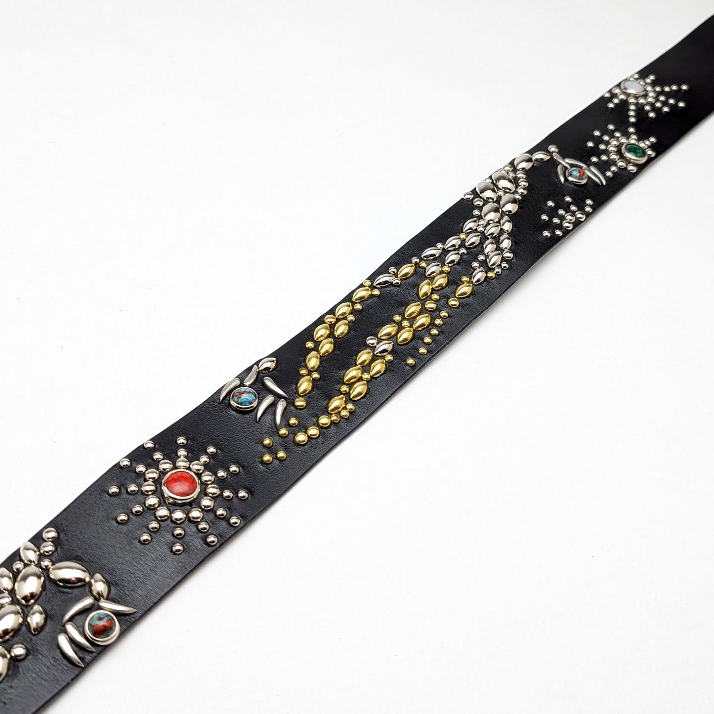 Black Dragon Studded Leather Belt – Custom Size, Handmade in Japan