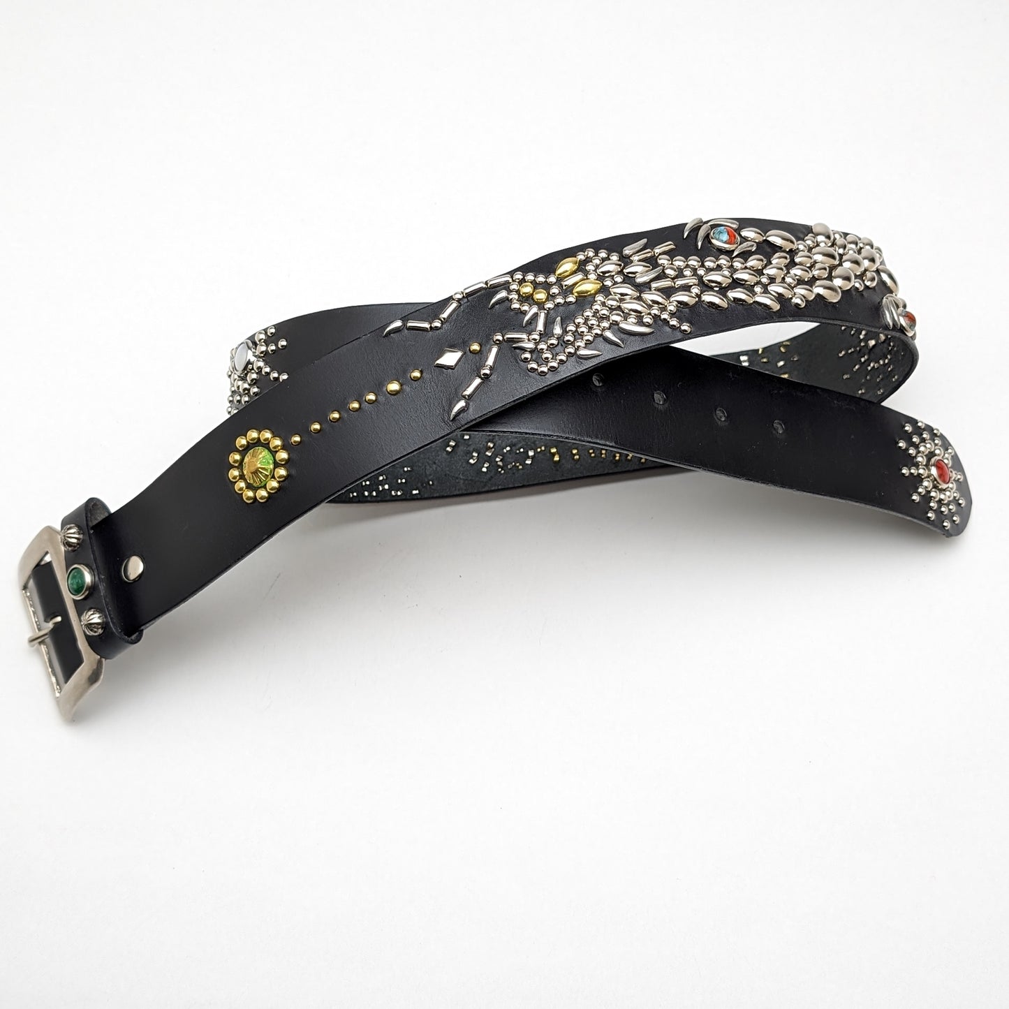 Black Dragon Studded Leather Belt – Custom Size, Handmade in Japan