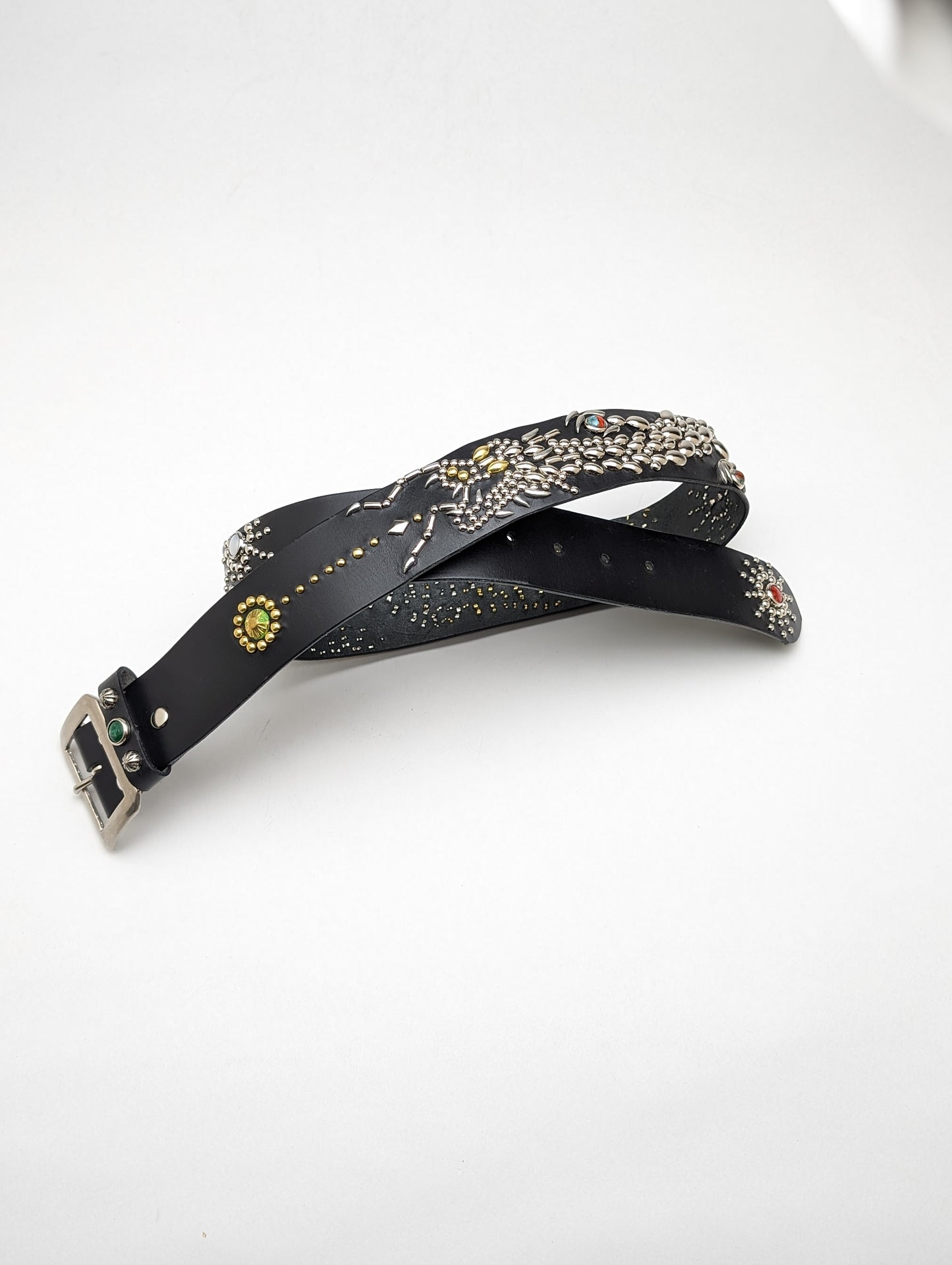 Black Dragon Studded Leather Belt – Custom Size, Handmade in Japan