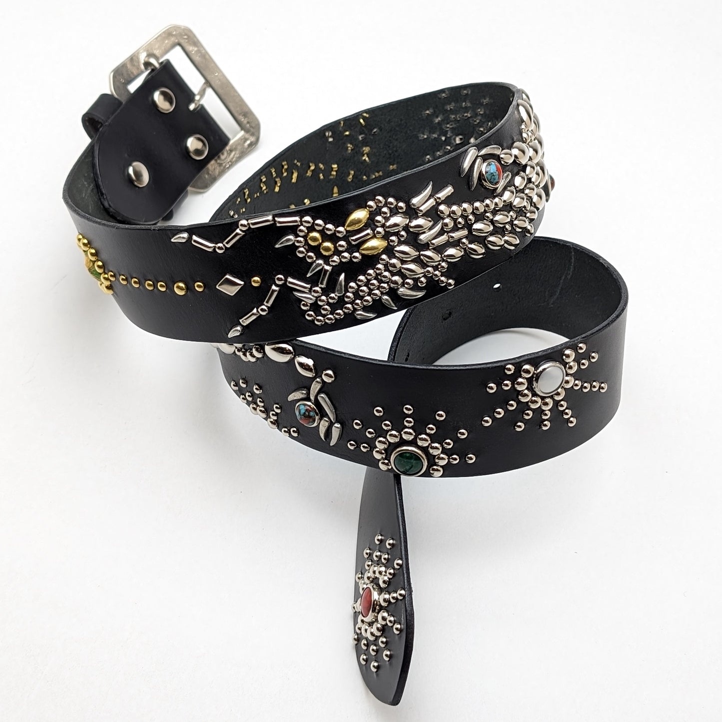 Black Dragon Studded Leather Belt – Custom Size, Handmade in Japan