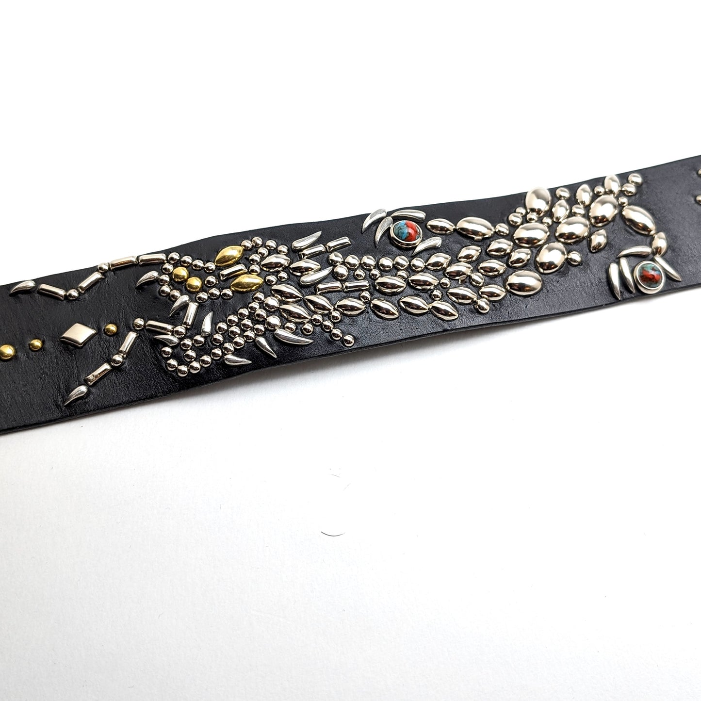 Black Dragon Studded Leather Belt – Custom Size, Handmade in Japan