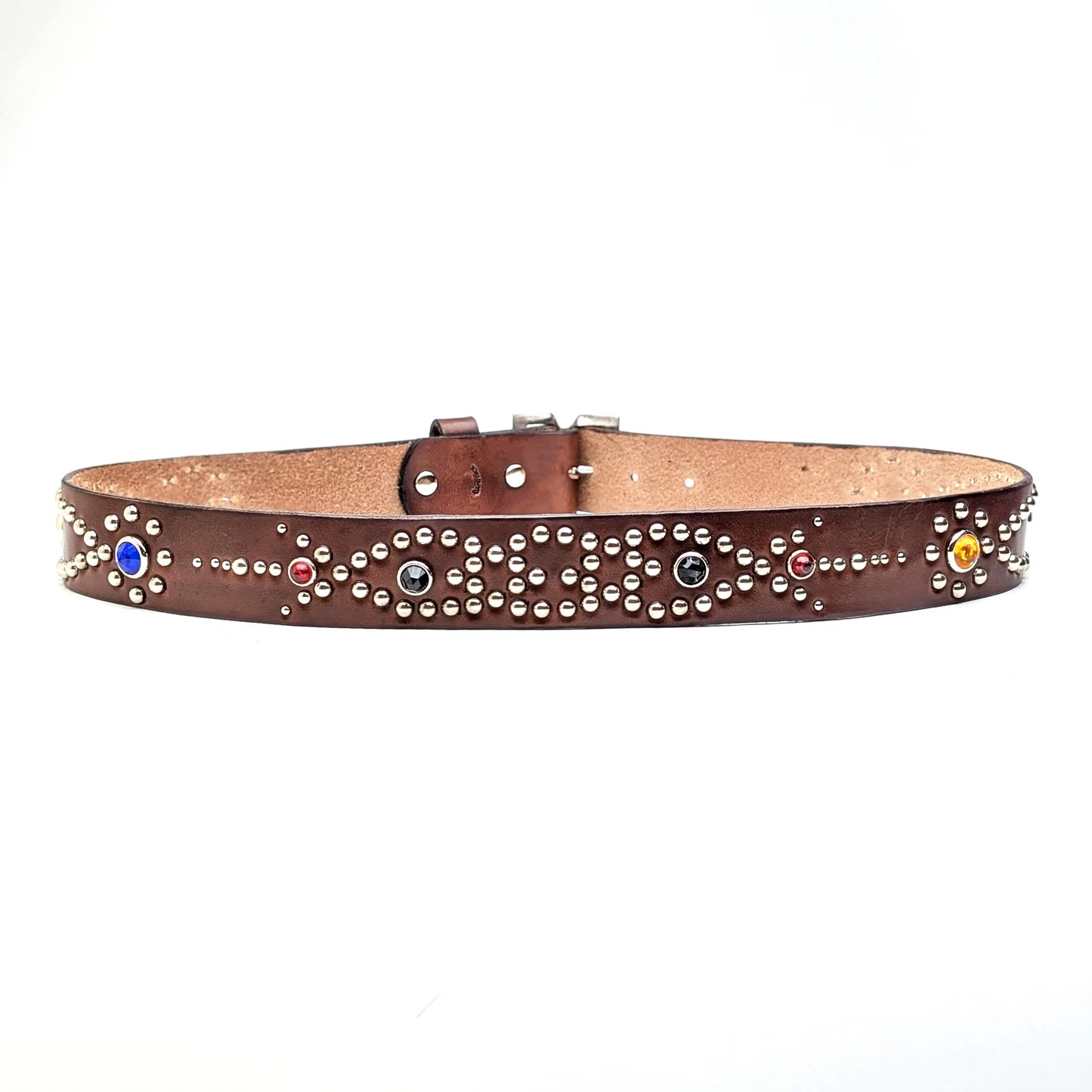 Dark Brown Western Studded Leather Belt No.02 – Custom Size, Handmade in Japan
