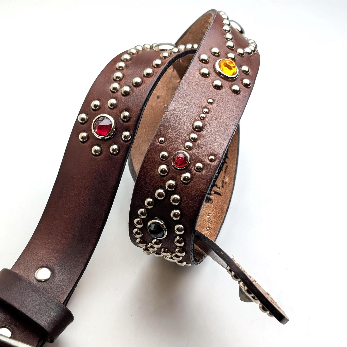 Dark Brown Western Studded Leather Belt No.02 – Custom Size, Handmade in Japan