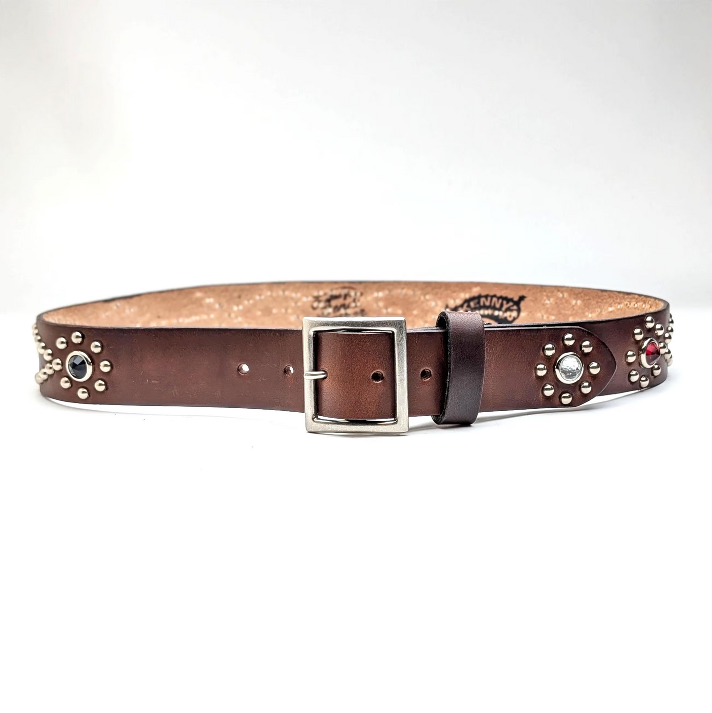 Dark Brown Western Studded Leather Belt No.02 – Custom Size, Handmade in Japan